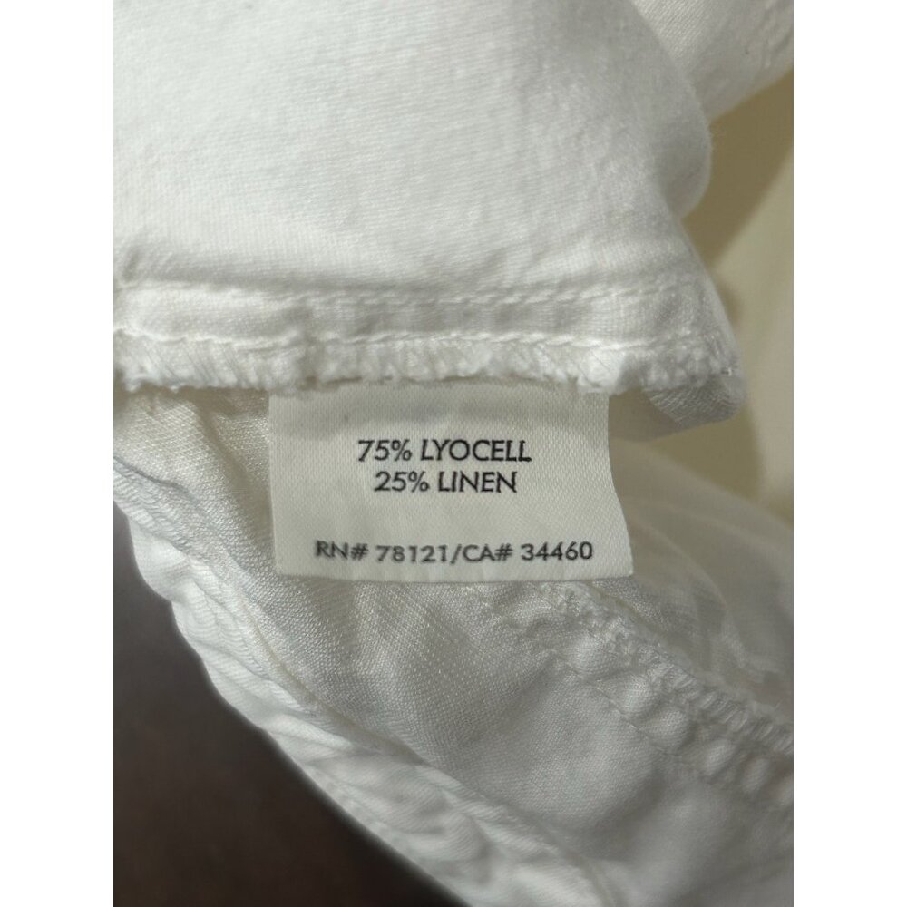 Eileen Fisher Utility Cargo Pants White Sz 14 Drawstring Linen Blend Travel - Picture 6 of 10